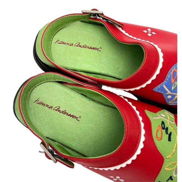 Hannah Anderson Girls Clogs Red Horse Size 36 EU 3.5Y USA Leather - Picture 3 of 10
